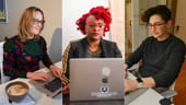 Collage of three different Dropbox team members working from home